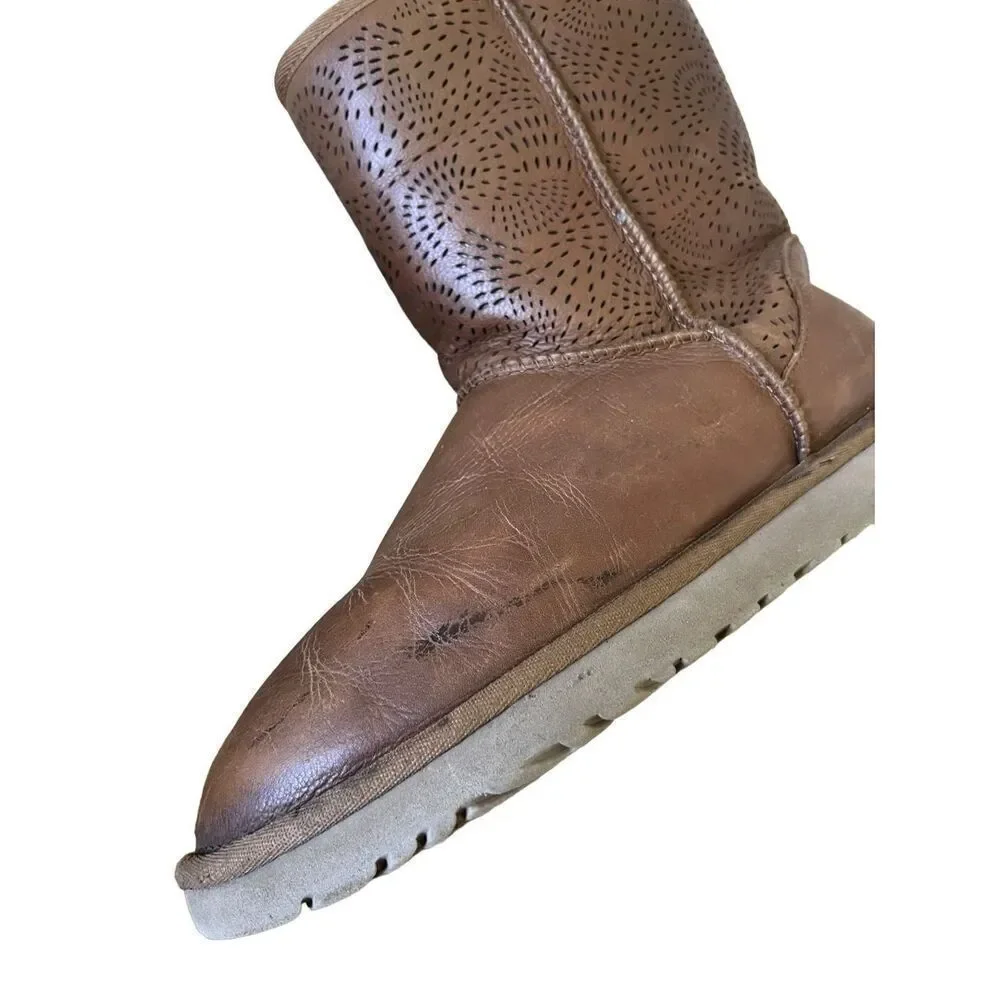 Ugg‎ Australia Brown Leather Boots TRIANA SEAWEED Size 9